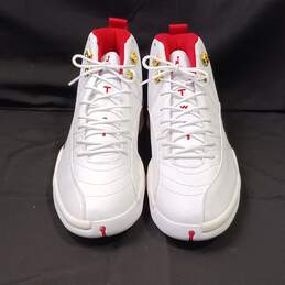 Men's White/Red Jordan 12 Retro Fiba Sneakers Size 13