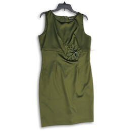 NWT Womens Green Round Neck Sleeveless Back Zip Shift Dress Size 14 alternative image