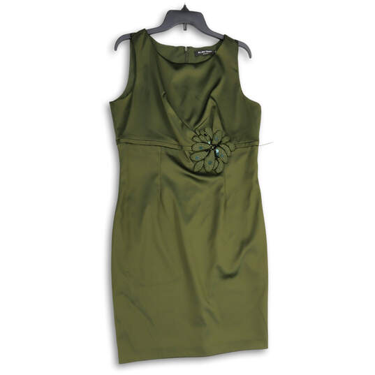 NWT Womens Green Round Neck Sleeveless Back Zip Shift Dress Size 14 image number 2