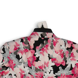 Womens Pink Black Floral Long Sleeve Open Front Jacket Size 6
