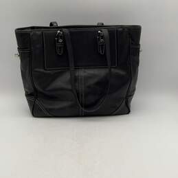 Coach Womens Black Leather Double Strap Inner Pocket Zipper Tote Bag Purse alternative image
