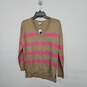 GAP Brown Pink Striped V Neck Sweater image number 1