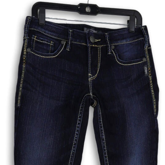 Womens Blue Denim Medium Wash 5-Pocket Design Bootcut Jeans Size 28x33 image number 3