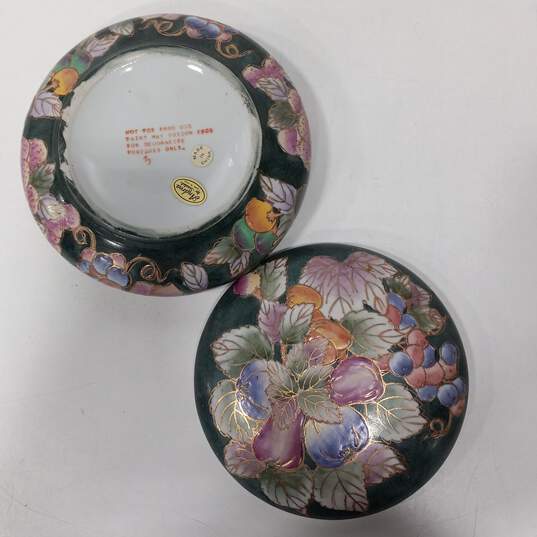 Andrea by Sadek Green Floral Decorative Bowl with Lid image number 4