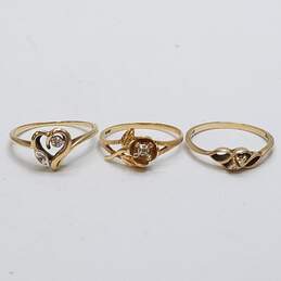 10K Gold Melee Diamonds Ring Bundle 3pcs. 4.3g