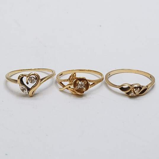 10K Gold Melee Diamonds Ring Bundle 3pcs. 4.3g image number 1