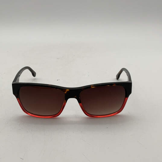 Womens DL0012 Black Red Tortoise Full Rim Wayfarer Sunglasses With Case image number 2