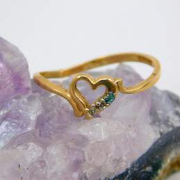 Romantic 10K Yellow Gold Open Heart Sapphire Accent Ring 1.0g
