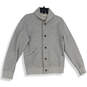 Mens Gray Knitted Shawl Collar Button Front Cardigan Sweater Size Small image number 1