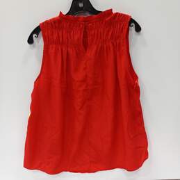 Joie Women's Red Sleeveless Ruffle Neck Pleat Tank Top Blouse Shirt Size M NWT alternative image