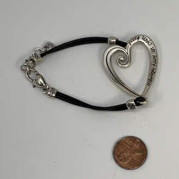 Designer Brighton Silver-Tone Lobster Clasp Cord Open Heart Charm Bracelet alternative image