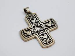 James Avery 925 Retired Birds & Flowers Cut Outs Cross Pendant 11.1g