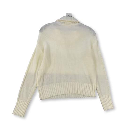 Womens White Long Sleeve Cowl Neck Knitted Pullover Sweater Size Small image number 2