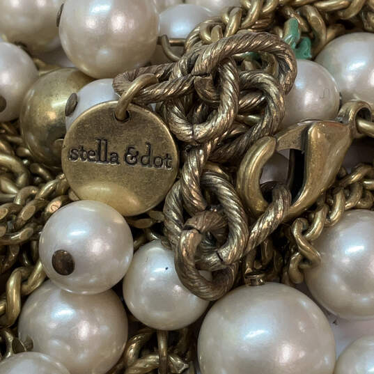 Designer Stella & Dot Gold-Tone Multi Strand Pearl Statement Necklace image number 5
