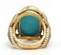 Barse Brass Carved Faux Turquoise & Shell Cabochons Scrolled Chunky Ring 15.1g image number 3