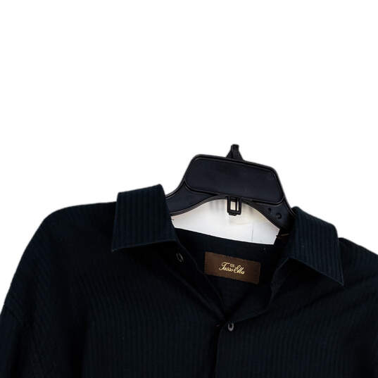 NWT Mens Black Pinstriped Long Sleeve Collared Button-Up Shirt Size XL image number 3