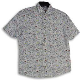 NWT Mens Multicolor Printed Short Sleeve Collared Button-Up Shirt Size L