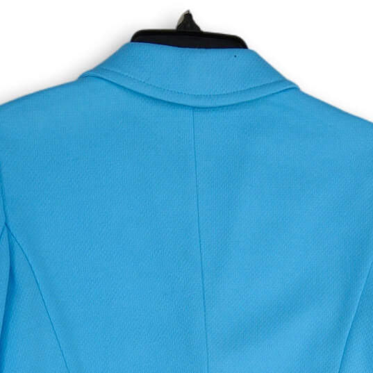 NWT Womens Blue Long Sleeve Noch Lapel Two Button Blazer Size M Petite image number 4