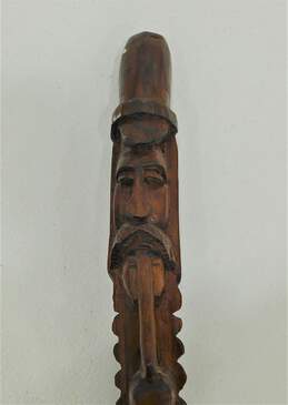 Vintage Carved Wood Tribal Folk Art Bearded Man Walking Stick Cane 39 Inch alternative image