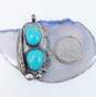 Artisan 925 Southwestern Turquoise Cabochons Feather & Domes Accented Stamped Scalloped Statement Pendant 13.2g image number 4