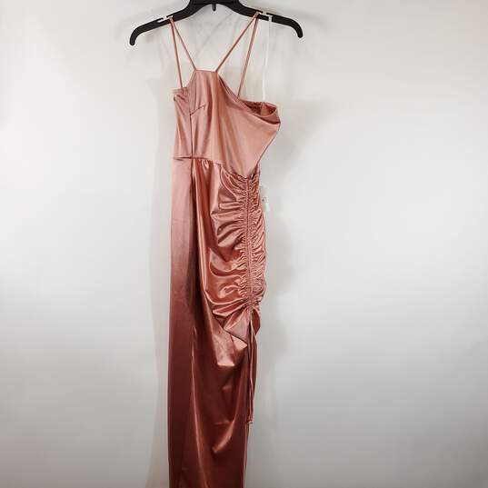 Windsor Women Pink Satin Ruched Maxi Dress Sz XS NWT image number 1