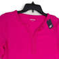 NWT Womens Pink Lace Split Neck Long Sleeve Pullover Tunic Blouse Top Sz S image number 3