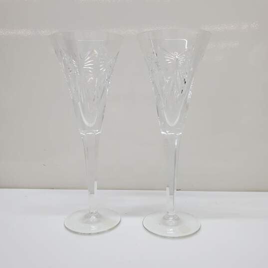 Waterford Set of 2 Crystal Millennium Universal Wish Toasting Champagne Flutes image number 1