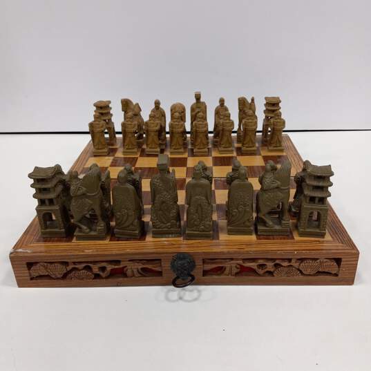 Wooden Chess Set (Folds Into Box/Case And Down Into Board) image number 3