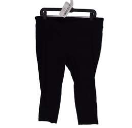Womens Black Solid Flat Front Pull On Tapered Pants Size 14