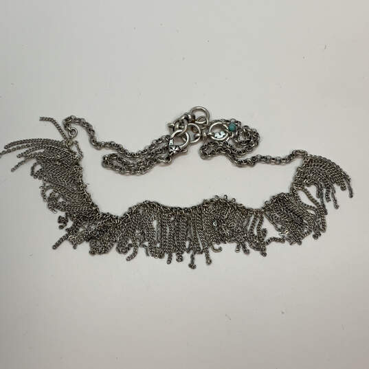 Designer Lucky Brand Silver-Tone Link Chain Fringe Statement Necklace image number 3