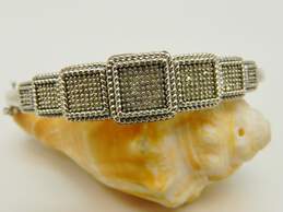 Sterling Silver 0.57 CTTW Dimond Pave Tiered Bangle Bracelet 23.1g