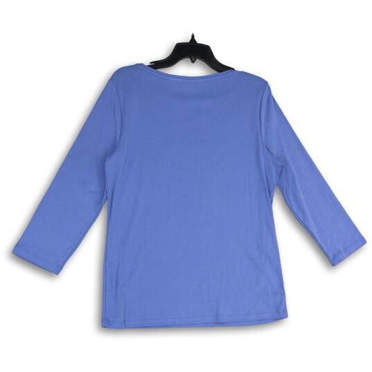 NWT Womens Blue Casual Long Sleeve Boat Neck Pullover T-Shirt Size Large image number 2