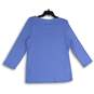 NWT Womens Blue Casual Long Sleeve Boat Neck Pullover T-Shirt Size Large image number 2