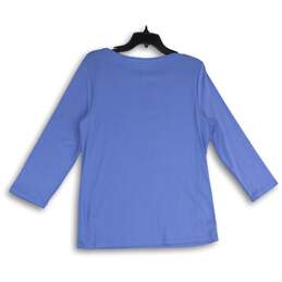 NWT Womens Blue Casual Long Sleeve Boat Neck Pullover T-Shirt Size Large alternative image