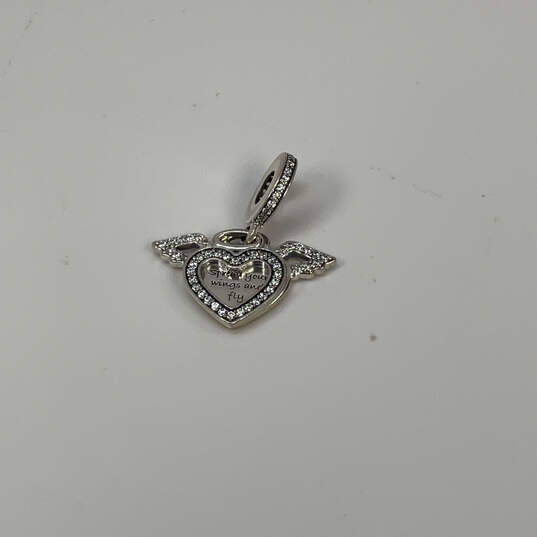 Designer Pandora S925 ALE Sterling Silver Heart & Angel Wings Beaded Charm image number 2
