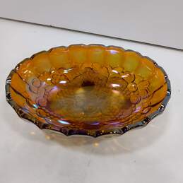 Vintage Marigold Carnival Glass Footed Garland Fruit Bowl alternative image