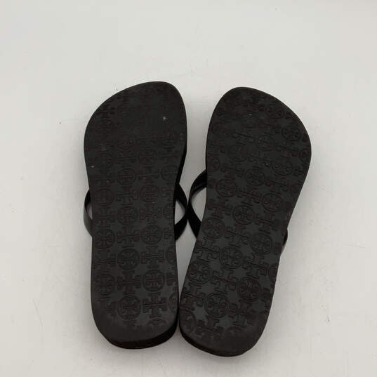Womens Black White Open Toe Slip On Platform Flip Flop Sandals Size 10.5 image number 5