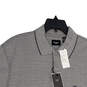 NWT Mens Check Gray Spread Collar Short Sleeve Polo Shirt Size X-large image number 3