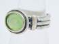 Didae Israel 925 Faceted Green Chalcedony Oval Cabochon Textured Band Ring 6.2g image number 2