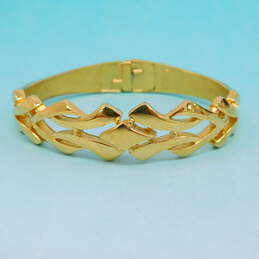 Vintage Crown Trifari Gold Tone Hinged Bangle Bracelet 27.2g