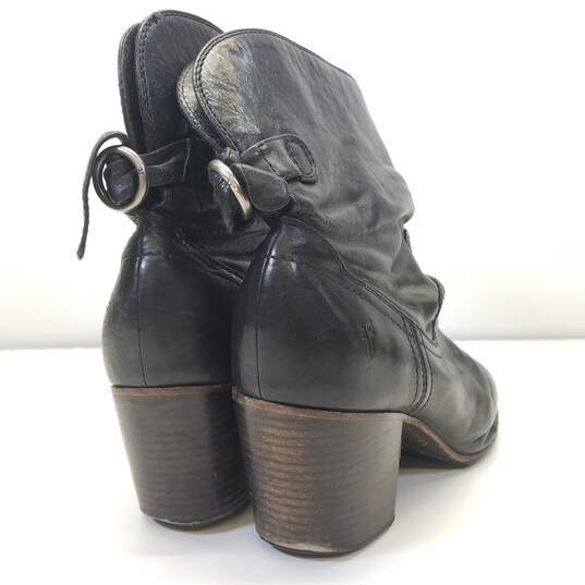 FRYE Black Leather Pull On Back Buckle Ankle Boots Shoes Women's Size 8.5 M image number 4