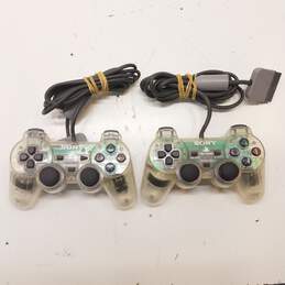 Sony PS1 controllers - Lot of 2, DualShock SPCH-1200 - Crystal alternative image