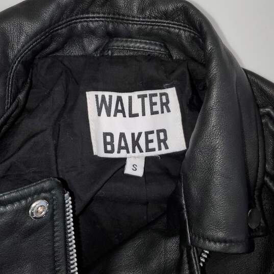 Walter Baker Black Full Zip Lamb Leather Jacket Size S image number 3