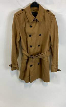 Banana Republic Mens Brown Collared Double Breasted Belted Trench Coat Size L
