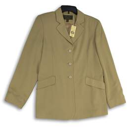 NWT Express Womens Beige Long Sleeve Three Button Blazer Size 13/14