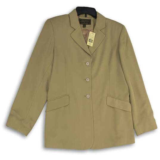 NWT Express Womens Beige Long Sleeve Three Button Blazer Size 13/14 image number 1