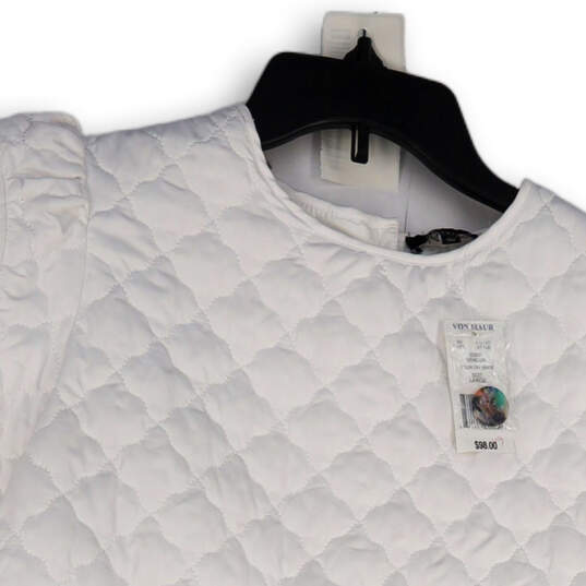 NWT Womens White Quilted Back Button Baby Doll Blouse Top Size Large image number 3
