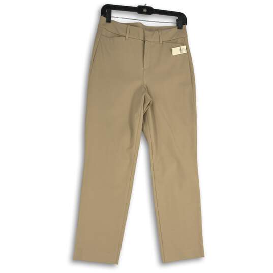 NWT Old Navy Womens Khaki Flat Front Straight Leg Chino Pants Size 4 image number 1