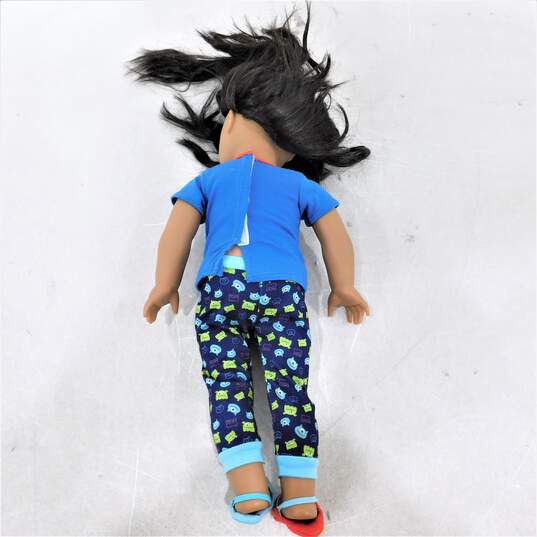 American Girl Doll W/ Dark Brown Hair & Eyes Wearing Monster Pajamas image number 2