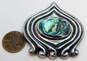 MMA Mexico 925 Modernist Abalone Shell Puffed Pointed Scrolled Pendant Brooch image number 6